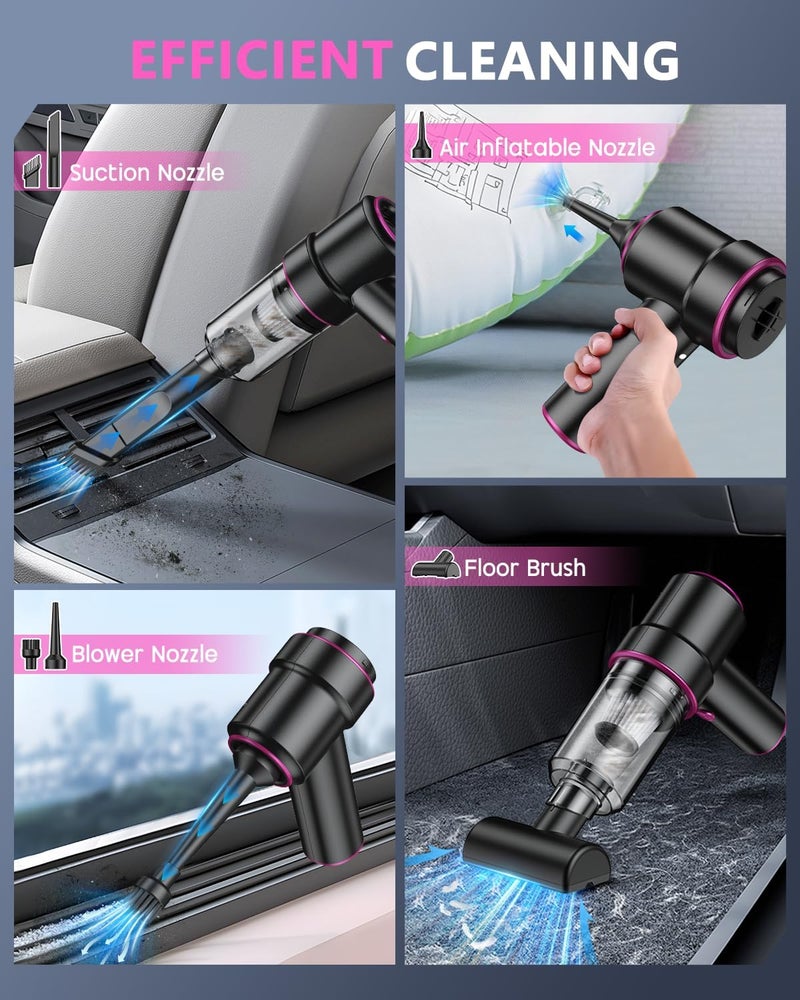 CODN Handheld Car Vacuum Portable Cordless 12000PA, 2 in 1 Handheld Vacuum Cleaner and Air Duster with Multi-Nozzles and LED Light, Mini Hand Held Vacuum Rechargeable for Home, Car, Office, Pet Hair - Image 5